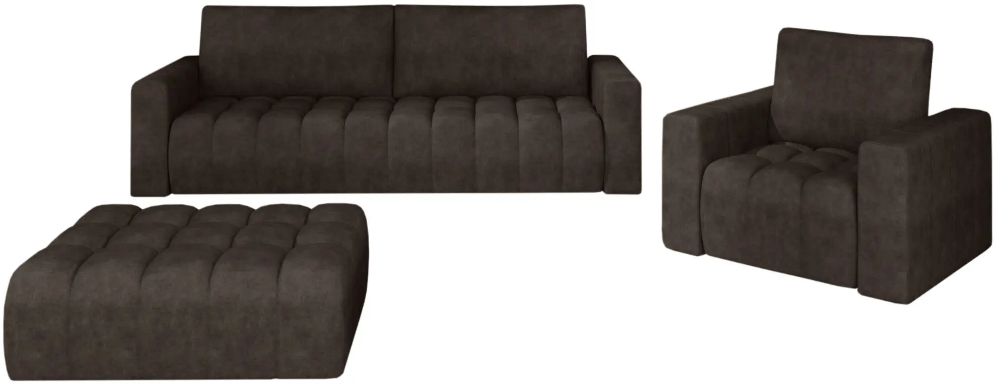 Set de mobila moale Eltap Lazaro 3+1+Pouf Dora 28 (Dark Brown)