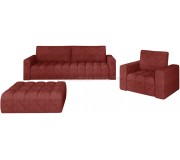 Set de mobila moale Eltap Lazaro 3+1+Pouf Dora 63 (Brick)