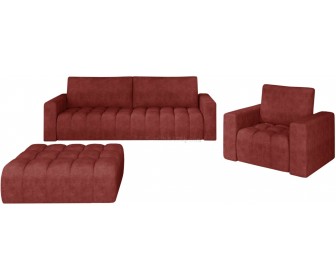 Set de mobila moale Eltap Lazaro 3+1+Pouf Dora 63 (Brick)