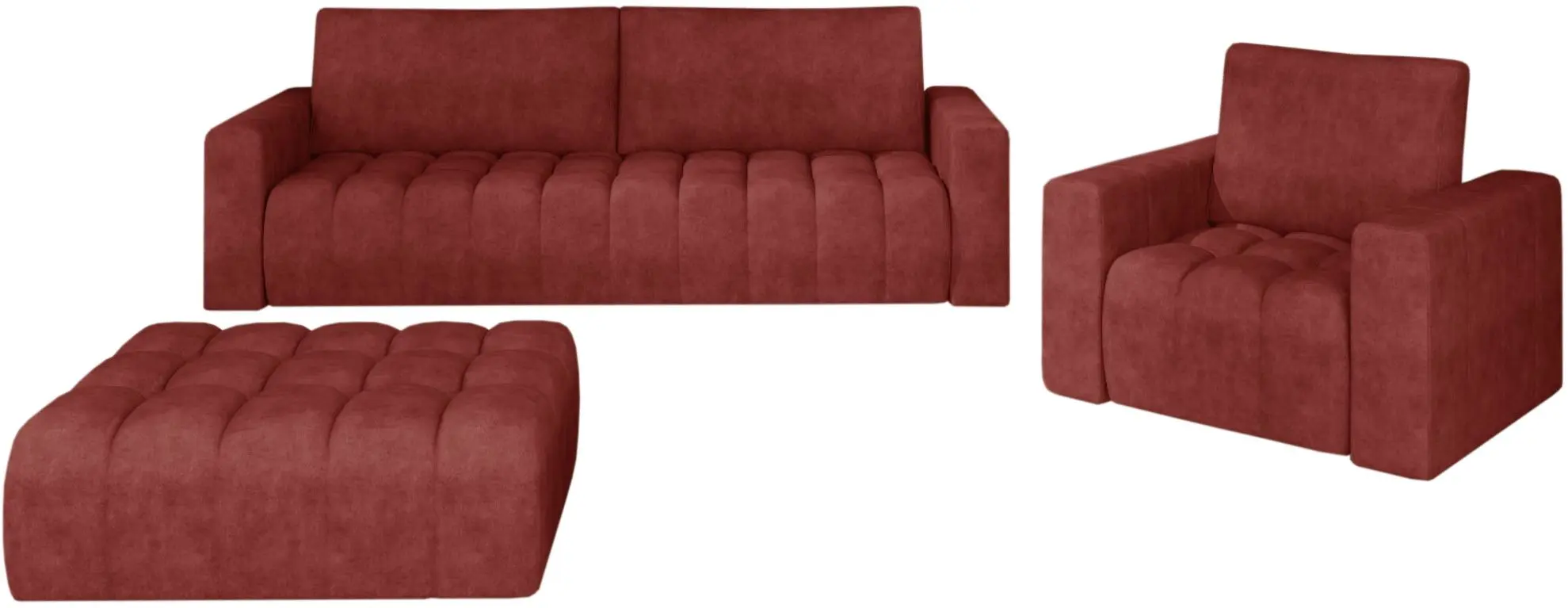 Set de mobila moale Eltap Lazaro 3+1+Pouf Dora 63 (Brick)