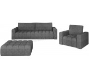 Set de mobila moale Eltap Lazaro 3+1+Pouf Dora 95 (Graphite)