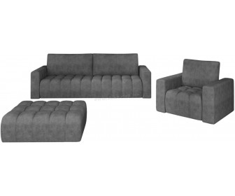 Set de mobila moale Eltap Lazaro 3+1+Pouf Dora 95 (Graphite)