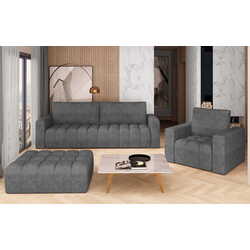 Set de mobila moale Eltap Lazaro 3+1+Pouf Dora 95 (Graphite) Thumb
