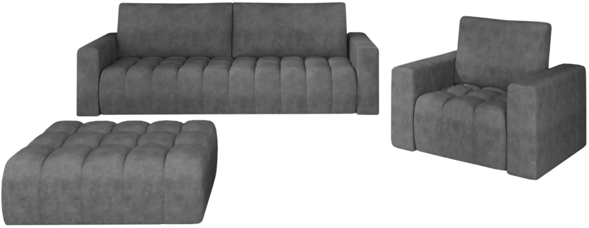 Set de mobila moale Eltap Lazaro 3+1+Pouf Dora 95 (Graphite)