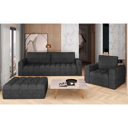 Set de mobila moale Eltap Lazaro 3+1+Pouf Dora 96 (Anthracite) Thumb