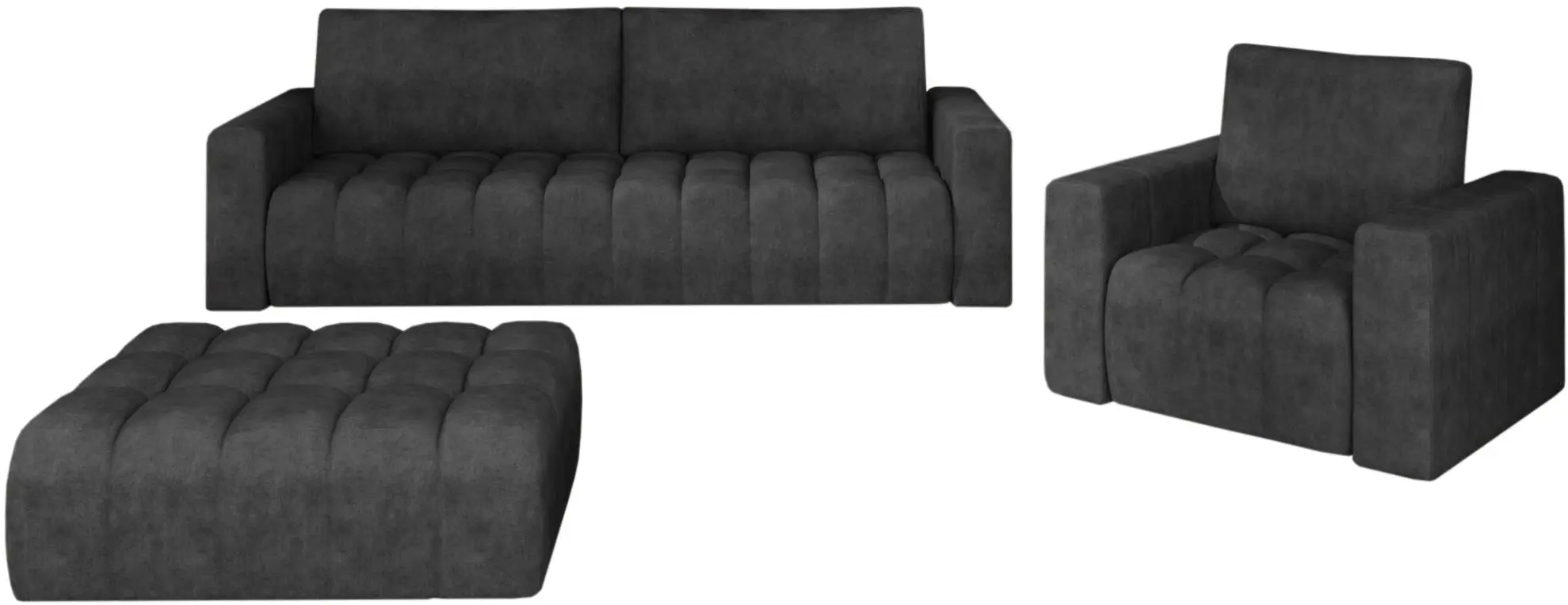 Set de mobila moale Eltap Lazaro 3+1+Pouf Dora 96 (Anthracite)