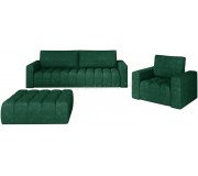 Set de mobila moale Eltap Lazaro 3+1+Pouf Kronos 19 (Green)