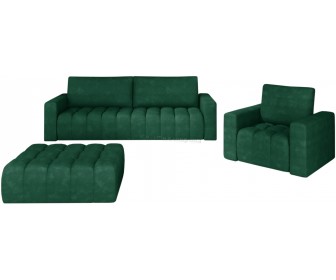 Set de mobila moale Eltap Lazaro 3+1+Pouf Kronos 19 (Green)