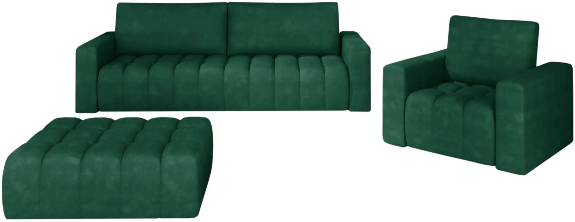 Set de mobila moale Eltap Lazaro 3+1+Pouf Kronos 19 (Green)
