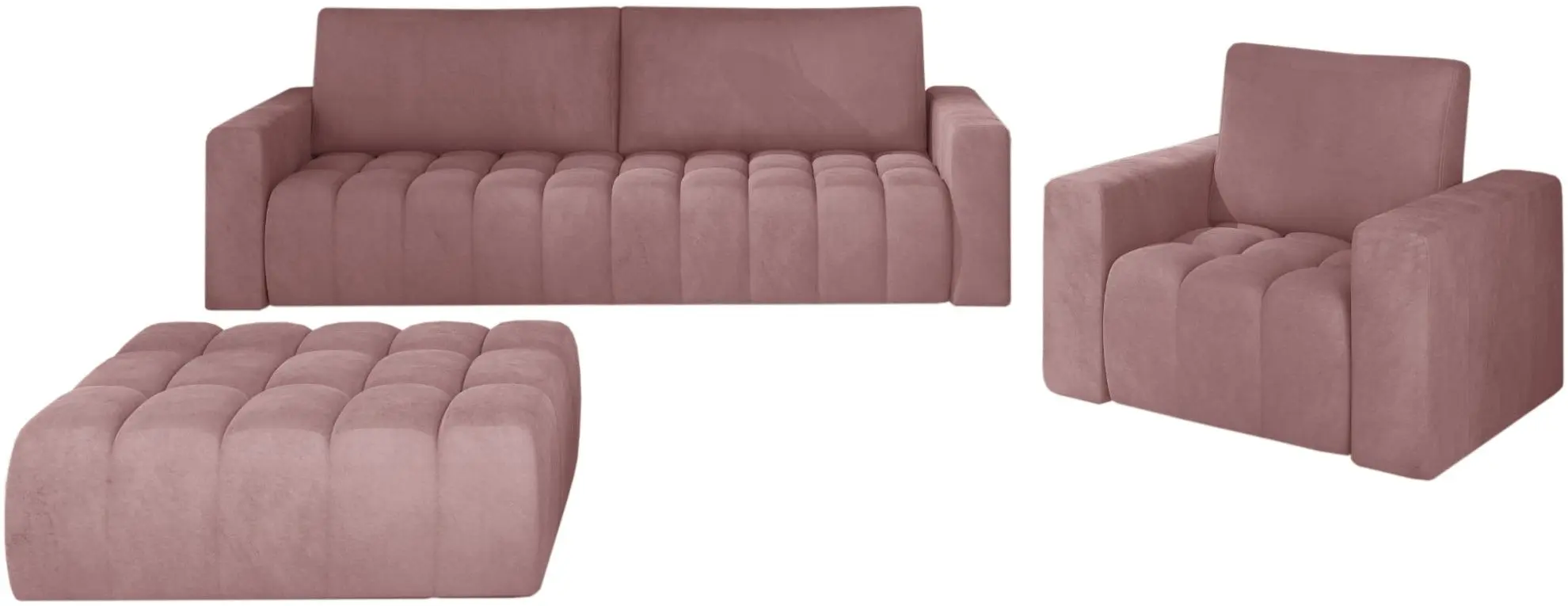 Набор мягкой мебели Eltap Lazaro 3+1+Pouf Matt Velvet 63 (Mountbatten Pink)