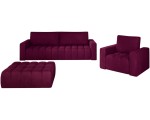 Набор мягкой мебели Eltap Lazaro 3+1+Pouf Matt Velvet 68 (Burgundy)