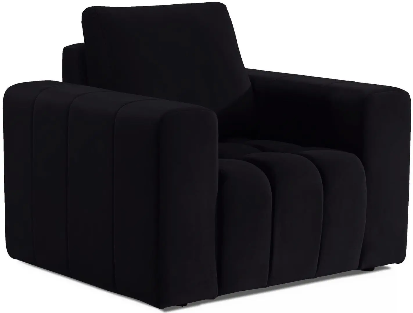 Set de mobila moale Eltap Lazaro 3+1+Pouf Matt Velvet 99 (Black)