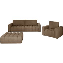 Набор мягкой мебели Eltap Lazaro 3+1+Pouf Monolith 09 (Brown Light)