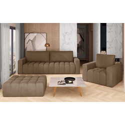 Set de mobila moale Eltap Lazaro 3+1+Pouf Monolith 09 (Brown Light) Thumb