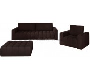 Set de mobila moale Eltap Lazaro 3+1+Pouf Monolith 29 (Brown Dark)