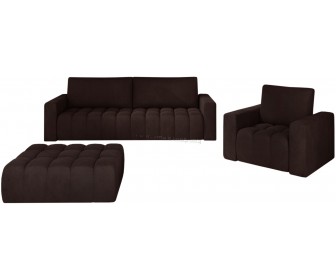 Set de mobila moale Eltap Lazaro 3+1+Pouf Monolith 29 (Brown Dark)