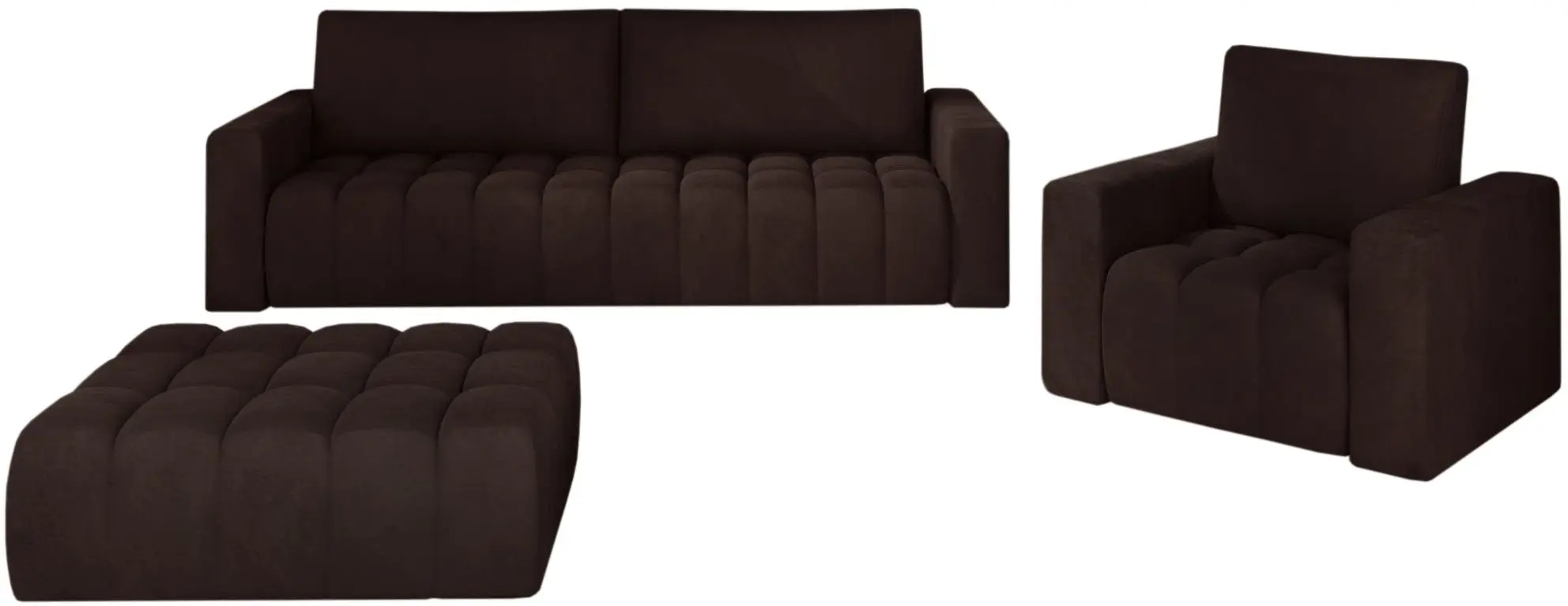 Set de mobila moale Eltap Lazaro 3+1+Pouf Monolith 29 (Brown Dark)