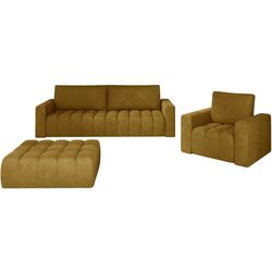 Набор мягкой мебели Eltap Lazaro 3+1+Pouf Monolith 48 (Mustard)