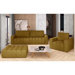Set de mobila moale Eltap Lazaro 3+1+Pouf Monolith 48 (Mustard) Thumb