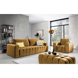 Set de mobila moale Eltap Lazaro 3+1+Pouf Monolith 48 (Mustard) Thumb
