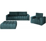 Set de mobila moale Eltap Lazaro 3+1+Pouf Monolith 76 (Gray-Blue)