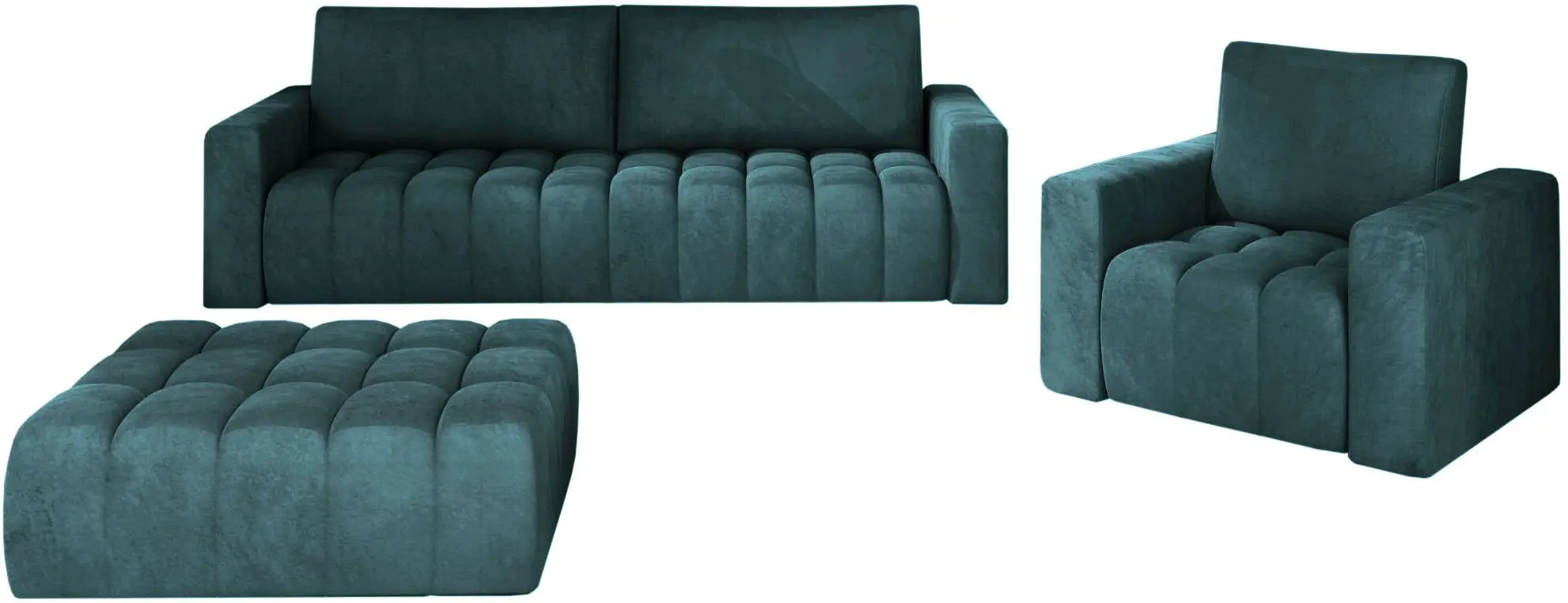 Set de mobila moale Eltap Lazaro 3+1+Pouf Monolith 76 (Gray-Blue)