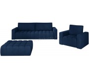 Set de mobila moale Eltap Lazaro 3+1+Pouf Monolith 77 (Blue)