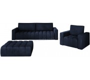 Set de mobila moale Eltap Lazaro 3+1+Pouf Monolith 79 (Dark Blue)