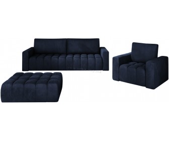 Set de mobila moale Eltap Lazaro 3+1+Pouf Monolith 79 (Dark Blue)