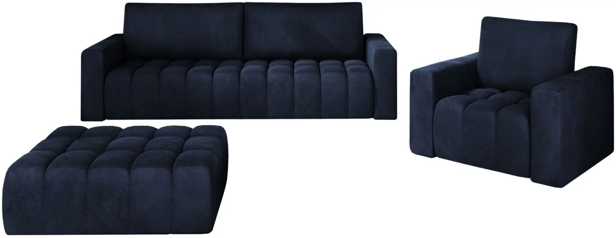 Set de mobila moale Eltap Lazaro 3+1+Pouf Monolith 79 (Dark Blue)