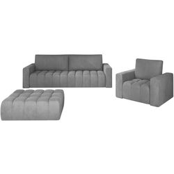 Набор мягкой мебели Eltap Lazaro 3+1+Pouf Monolith 84 (Gray Light)