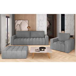 Set de mobila moale Eltap Lazaro 3+1+Pouf Monolith 84 (Gray Light) Thumb