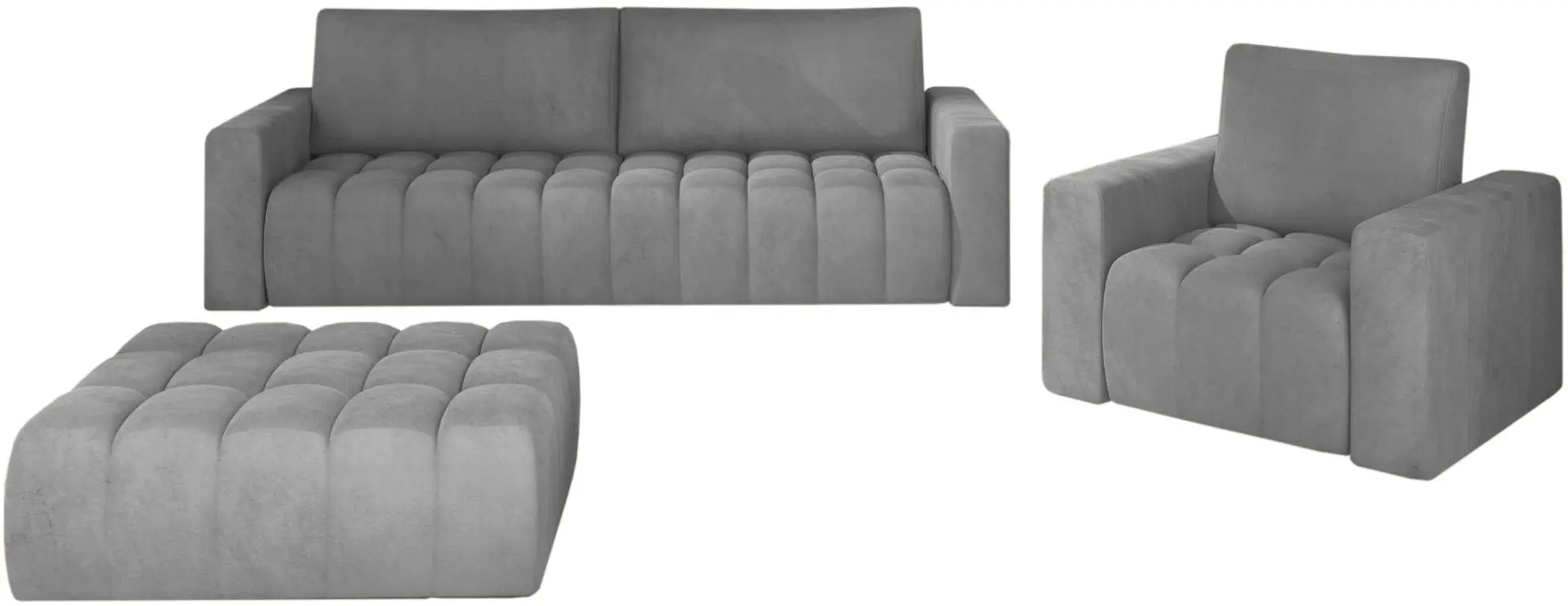 Set de mobila moale Eltap Lazaro 3+1+Pouf Monolith 84 (Gray Light)