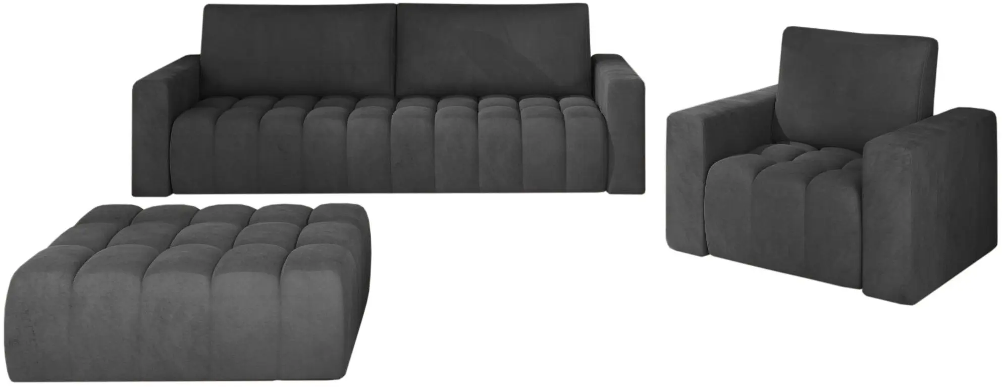 Набор мягкой мебели Eltap Lazaro 3+1+Pouf Monolith 97 (Dark Graphite)