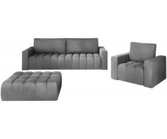 Set de mobila moale Eltap Lazaro 3+1+Pouf Nube 04 (Gray)