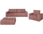 Set de mobila moale Eltap Lazaro 3+1+Pouf Nube 24 (Antique Pink)