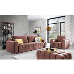 Set de mobila moale Eltap Lazaro 3+1+Pouf Nube 24 (Antique Pink) Thumb