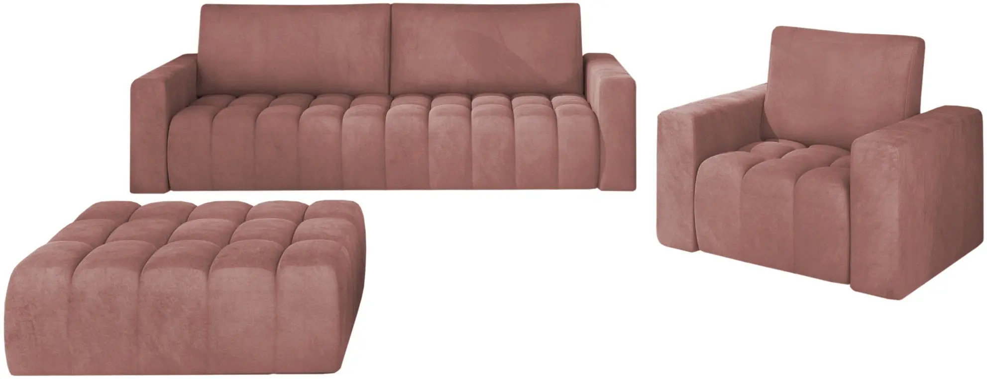 Set de mobila moale Eltap Lazaro 3+1+Pouf Nube 24 (Antique Pink)