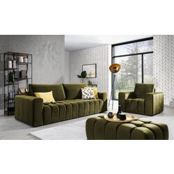 Set de mobila moale Eltap Lazaro 3+1+Pouf Nube 33 (Olive Green) Thumb