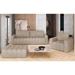 Set de mobila moale Eltap Lazaro 3+1+Pouf Paros 02 (Beige) Thumb