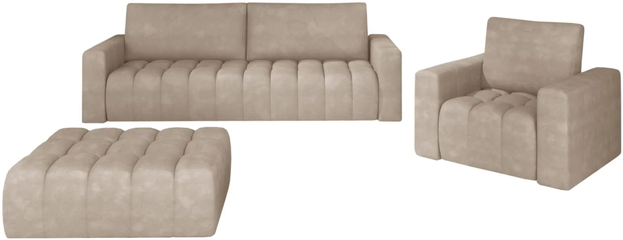 Set de mobila moale Eltap Lazaro 3+1+Pouf Paros 02 (Beige)