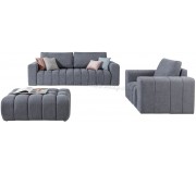 Set de mobila moale Eltap Lazaro 3+1+Pouf Primo 89 (Blue-Gray)