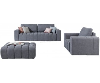 Set de mobila moale Eltap Lazaro 3+1+Pouf Primo 89 (Blue-Gray)