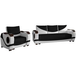 Set de mobila moale Eltap Puerto 3+1 Sawana 14/Soft 17 (Black/White)