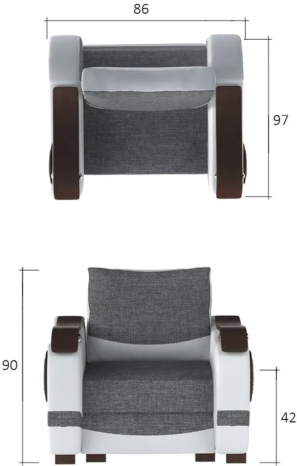 Set de mobila moale Eltap Puerto 3+1 Sawana 14/Soft 17 (Black/White) - 5