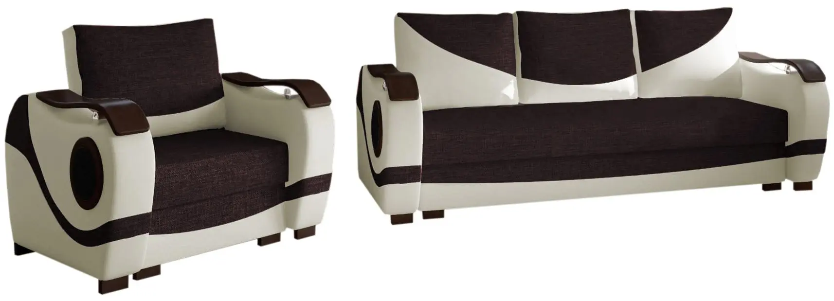 Set de mobila moale Eltap Puerto 3+1 Sawana 16/Soft 33 (Brown/Cream)