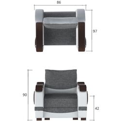 Set de mobila moale Eltap Puerto 3+1 Sawana 21/Soft 17 (Gray/White) Thumb