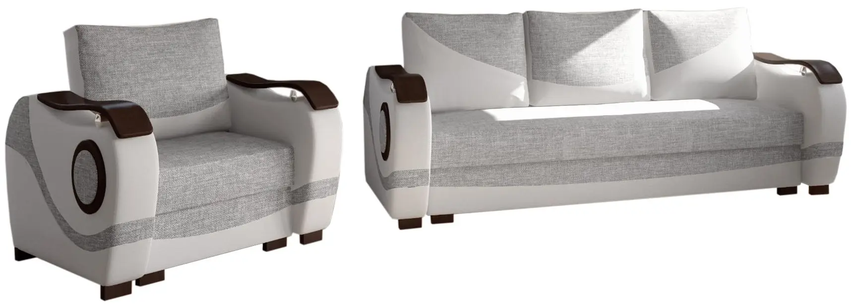 Set de mobila moale Eltap Puerto 3+1 Sawana 21/Soft 17 (Gray/White)