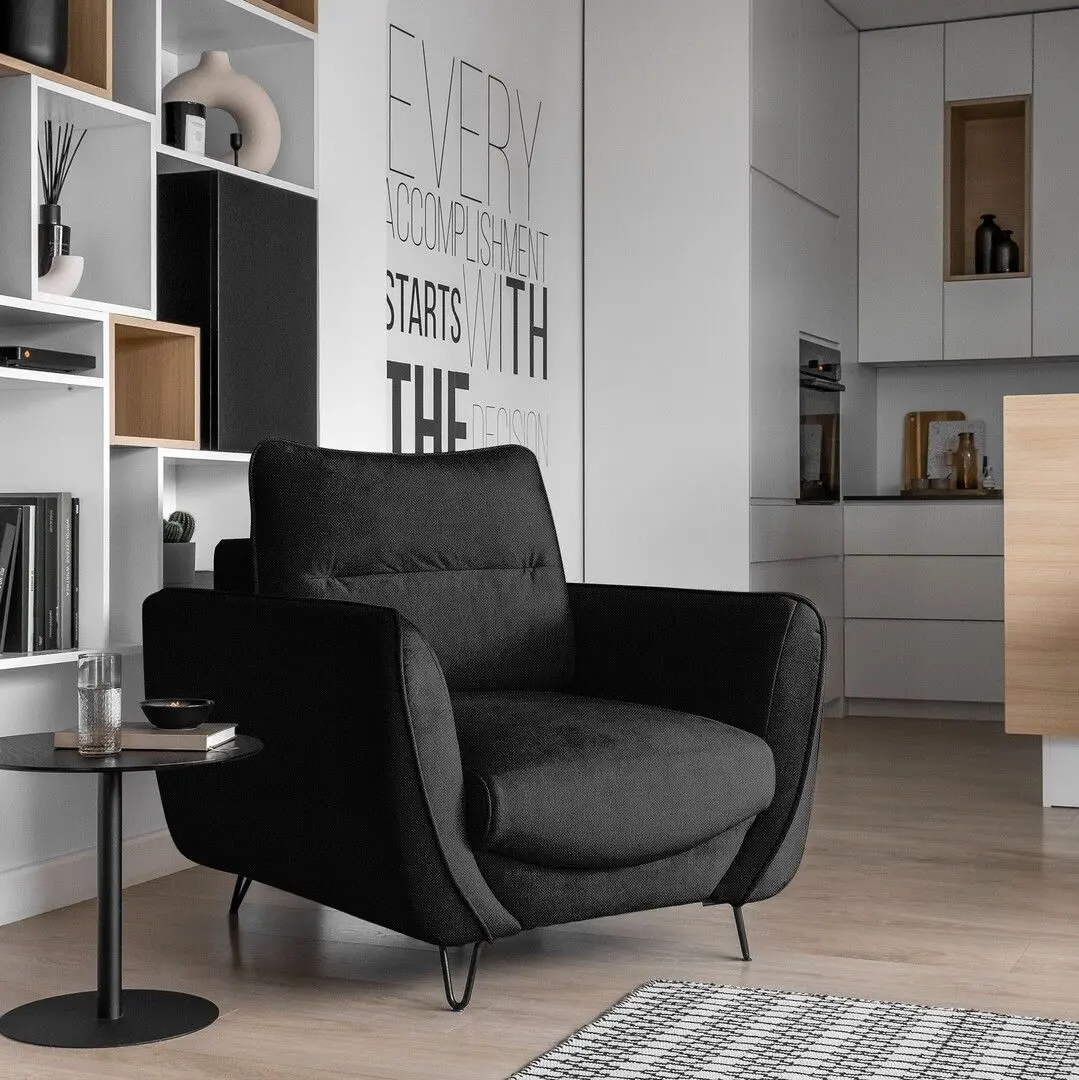 Set de mobila moale Eltap Silva Flores 10 (Black)