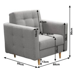 Set de mobila moale Mobhaus Amedia (Gray) Thumb